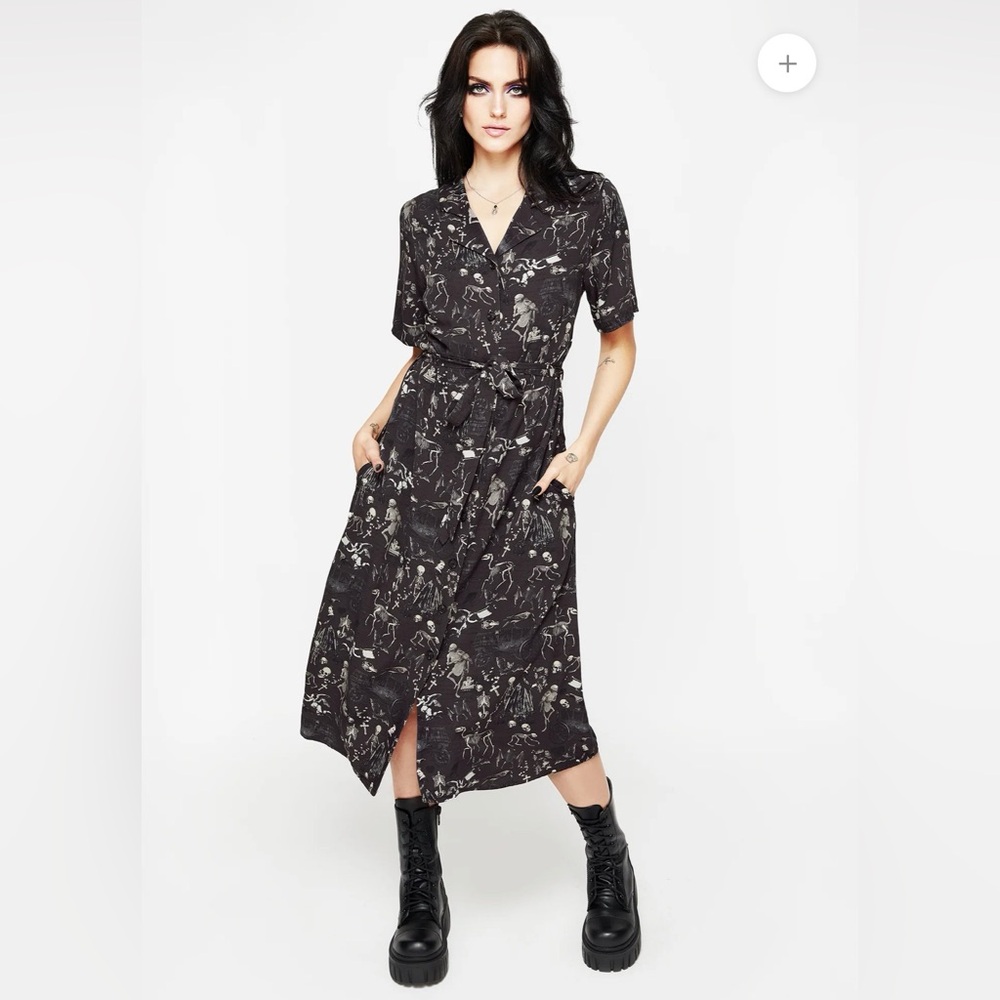 DISTURBIA Melancholia Midi Shirt Dress  NWT